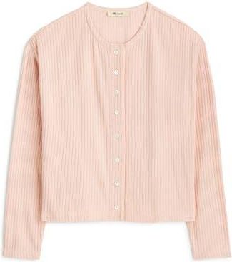 Madewell Relaxed Rib Button Front Cardigan in Pale Blush at Nordstrom Rack, Size Xx-Small