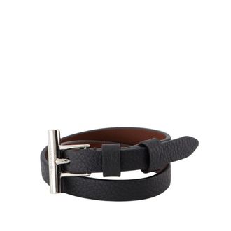 Alexander McQueen Alexander McQueen, Bracelets, male, Black, Size: ONE SIZE Black Leather Cross-Bar Bracelet