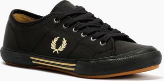 Fred Perry Mens Fred Perry B708 Vintage Tennis Canvas Mens Black/Champagne Trainers - Size: 11