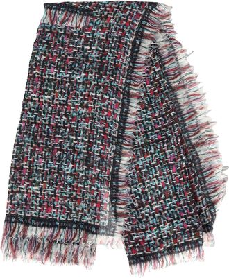 Chanel Chanel Tweed Accent Sjaal met Franjes in Multicolor Kasjmier