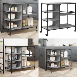 vidaXL Carrello Cucina Grigio Sonoma 100x45x89,5 cm Legno Multistrato - Carrello organizzatore - Carrello portaoggetti