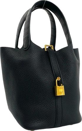Herm&egrave;s Black Taurillon Clemence Leather Handbag Tote Bag (Pre-Owned)