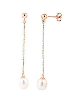 Splendid Pearls Rose Gold Vermeil 7-7.5Mm Freshwater Pearl Earrings