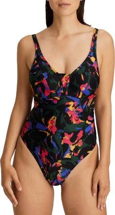 Prima Donna Oasis Triangle Padded One-Piece Bikini In Black Cactus