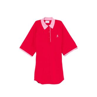 The Attico Contrast-collar Logo-embroidered Mini Dress