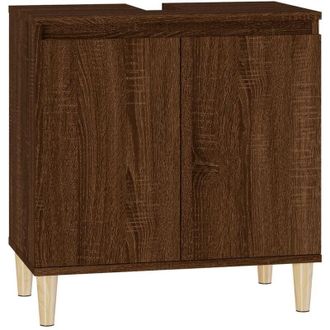 vidaXL Armario De Lavabo Madera Contrachapada Roble Marr&oacute;n 58x33x60 Cm Vidaxl