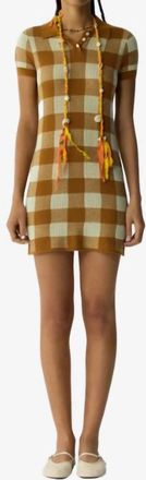 Guest In Residence Gingham Polo Dress In Suede/limewash