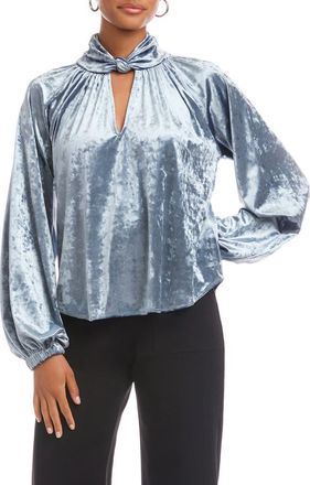 Fifteen Twenty Alana Knot Detail Crushed Velvet Top in Ice Blue at Nordstrom, Size X-Small