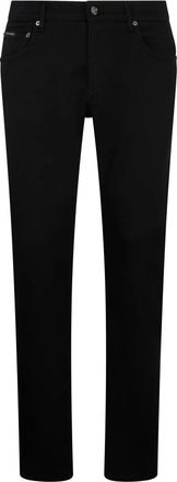 Dolce & Gabbana Slim Fit Jeans met Leren Label - Heren - Slim Fit Jeans - Zwart - 2XL - Katoen - Jeans