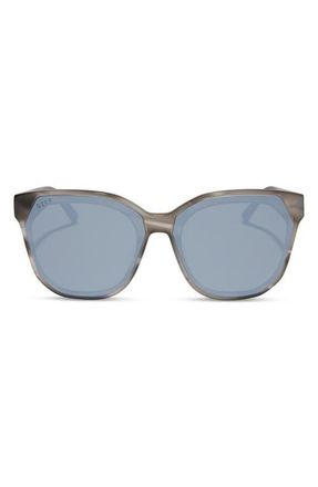 DIFF Eyewear Gia 62mm Oversize Square Sunglasses in Smoke Marble /Grey Silver at Nordstrom