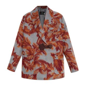Etro Etro, Blazers, female, Multicolor, Size: 2XS Wool blazer with decorative pattern