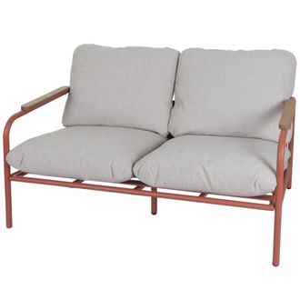 Hhg Hhg - Nunca Usado] Banco De Jard&iacute;n De Aluminio 592, Sof&aacute; Banco De 2 Plazas Para Exterior, Tejido Olefina (205 G/m&sup2;) 125cm, Tapizado Terracota Beige