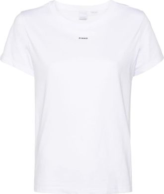 Pinko mini-logo T-shirt - women - Cotton - M - White