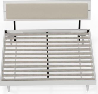 Comfort Pointe Benoni King Wooden Bed with Taupe Cushion White