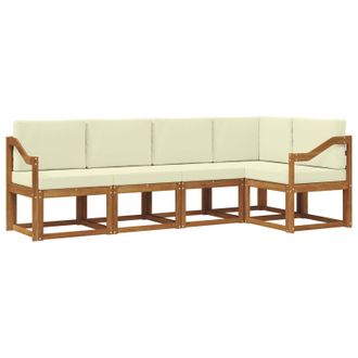vidaXL Conjunto De Sof&aacute;s De Exterior Con Coj&iacute;n 5 Pcs Natural Y Crema Vidaxl