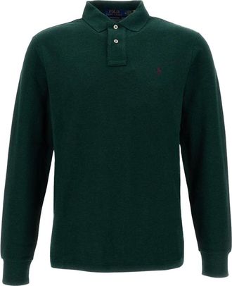 Polo Ralph Lauren Custom Slim Fit Long Sleeve Polo - Heren - Polos - Groen - S - Katoen - Tops