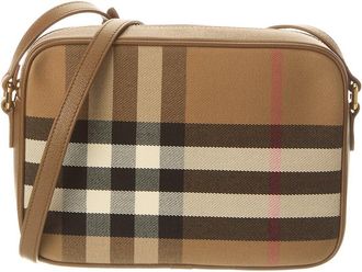Burberry Check Canvas & Leather Camera Bag