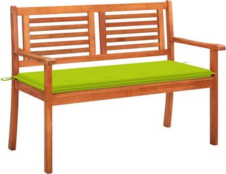 vidaXL Banco De Jard&iacute;n 2 Plazas Madera Maciza Eucalipto Y Coj&iacute;n 120 Cm Vidaxl