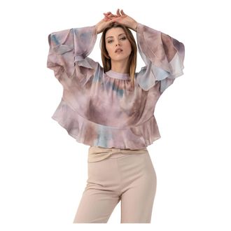 Kocca Blouses, female, Multicolor, Size: M Sophisticated oversized short top