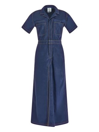 Rosie Assoulin Janitoress ridged split dress - women - Fabric - M - Blue