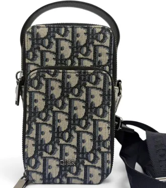 Dior Beige Canvas Leather Pouch Shoulder Bag (Pre-Owned)