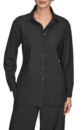 DKNY Front Button Shirt in Black at Nordstrom, Size Medium