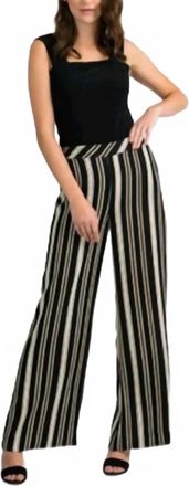 Joseph Ribkoff Striped Wide Leg Pant In Black/white/gold