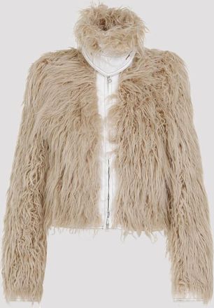 Dries Van Noten Beige Stand Up Collar Jacket