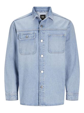 Jack & Jones Jeanshemd JACK & JONES JJISCOTT JJOVERSHIRT MF 040, Damen, Gr. S, N-Gr, blau (blau denim), Web, Obermaterial: 100% Baumwolle, unifarben, relaxed fit, 