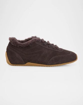 Rag & Bone Retro Runner Suede Shearling-Lined Low-Top Sneakers