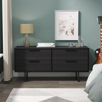 Lewis's Fluted 4 Drawer Bedbox in Black Ash - Ready Assembled - Lewiss Home | TJ Hughes