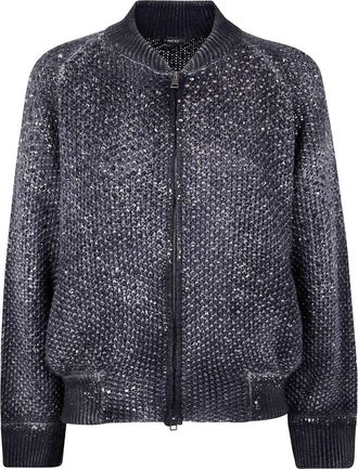 Avant Toi Moss Stitch Bomber With Shadows, Lamination And Strass