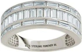 Sterling Forever Kate Three Row Cubic Zirconia Baguette Ring in Silver at Nordstrom, Size 9