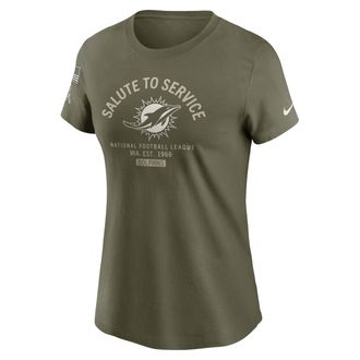 Nike Miami Dolphins Salute to Service Sideline Nike Womens NFL T-Shirt in Brown | NKAF2DHA2J-PH3