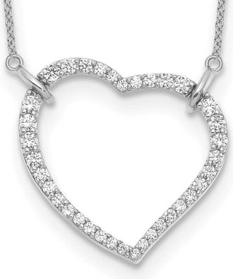 Diamond2Deal 14k Gold Round Cut 0.70 Ct Lab Grown Diamond Open Heart Pendant Necklace 18