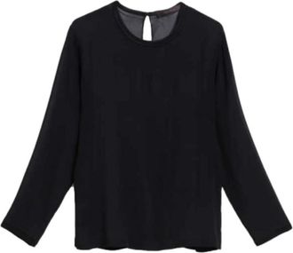 Max Mara Black Semi Sheer Long-sleeved T-shirt
