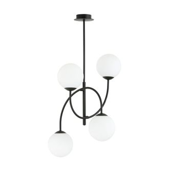 Wonderlamp Plaf&oacute;n de techo con estructuras curvadas y 4 esferas blancas &oslash;50