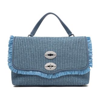Zanellato Handbags, female, Blue, Size: ONE SIZE Woven Postina Bag with Fringe Detail