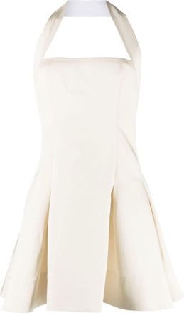 Khaite The Hila flared minidress - women - Viscose/Virgin Wool/Cotton - 8 - Neutrals