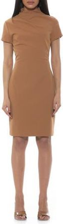 Alexia Admor Sadee Draped Mockneck Sheath Dress in Camel at Nordstrom Rack, Size X-Small