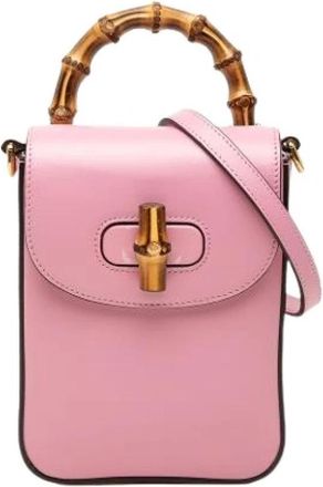 Gucci Pre-owned Mini Satchel - Dames - Vintage Mini Tas - Roze - ONE Size - Leer - Vintage