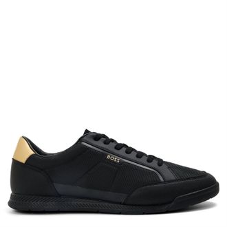 HUGO BOSS Mens Nitan Low Top Trainers in Black - Size UK 7