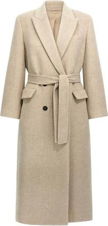 Brunello Cucinelli Jassen, Dames, Beige, M, Wol, Double-breasted jas