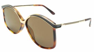 Elie Saab Womens Es 023/g/s Sunglasses In Matte Havana Gold/ Brown Lenses