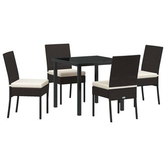 Berkfield Home 5 Piece Garden Dining Set Black Poly Rattan