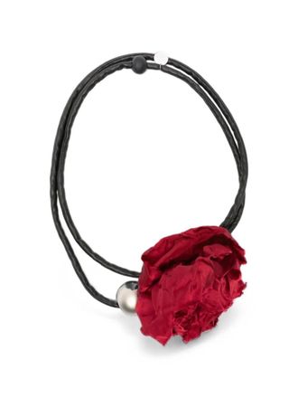 Maria Calderara Necklace With Fabric Ball Rose