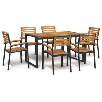 vidaXL Juego De Comedor De Jard&iacute;n 7 Pzas Madera Maciza Acacia Y Metal Vidaxl