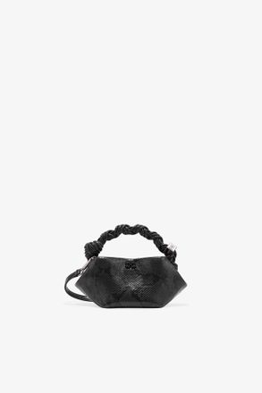 Ganni Black Snake Mini Bou Bag