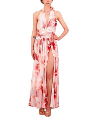 Babylone Paris halterneck floral-print maxi dress - Red