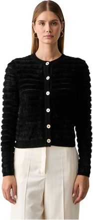 Twinset Gebreide Cardigan met Knopen - Dames - Vesten - Zwart - L - Wol - Truien & Vesten